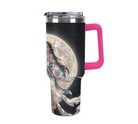 Bottiglia d'acqua isolata in acciaio inossidabile da 40 once Chang'e Flies to The Moon Stampa Tazza da caffè da viaggio con cannuccia ribaltabile Tazza per auto a prova di perdite con coperchio e can