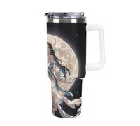 Bottiglia d'acqua isolata in acciaio inossidabile da 40 once Chang'e Flies to The Moon Stampa Tazza da caffè da viaggio con cannuccia ribaltabile Tazza per auto a prova di perdite con coperchio e can