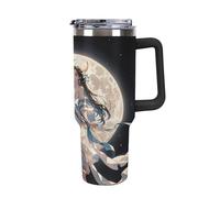 Bottiglia d'acqua isolata in acciaio inossidabile da 40 once Chang'e Flies to The Moon Stampa Tazza da caffè da viaggio con cannuccia ribaltabile Tazza per auto a prova di perdite con coperchio e can