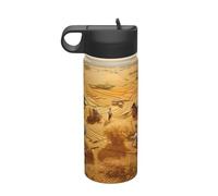 bottiglia d'acqua isolata per il tempo libero con raccolta del grano, bottiglia d'acqua in acciaio inossidabile (510 ml), adatta per campeggio, fitness, escursioni all'aperto,