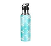 Bottiglia d'acqua isolata sottovuoto in acciaio inossidabile con stella marina bianca azzurra acquarello bottiglie d'acqua a tenuta stagna, bottiglia d'acqua sportiva senza BPA