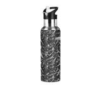 Bottiglia d'acqua isolata sottovuoto in acciaio inox nero con forbici da parrucchiere da 590 ml bottiglie d'acqua a tenuta stagna, borraccia sportiva senza BPA isolata