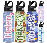 Bottiglia d'acqua personalizzata per bambini adulti con coperchio in paglia 12 18 24 32 40 oz Bottiglie d'acqua personalizzate con nome Bottiglia d'acqua sportiva in acciaio inossidabile isolata