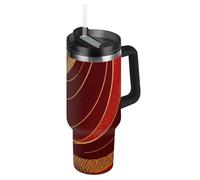 Bottiglia d'acqua riutilizzabile per bambini, con coperchio a prova di perdite e cannuccia, decorativa, isolata, per acqua, tè freddo o Coffeermo para agua Acero inoxidable, 1,18 l, colore: rosso