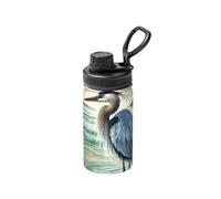 Bottiglia d'acqua sottovuoto in acciaio inox da 12 once grande airone blu acquerello leggero sport fiaschetta