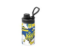 Bottiglia d'acqua spaziale con stampa mappa della bandiera dell'Ucraina, 350 ml, bottiglia sportiva isolata in acciaio inox, per scuola, all'aperto