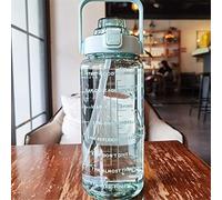 Bottiglia d'acqua sportiva Generic da 2 L con cannuccia, impermeabile, motivazionale per fitness, campeggio, yoga, viaggio, palestra all'aperto (verde)