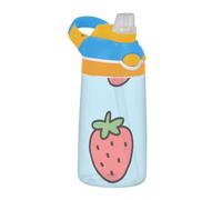 Bottiglia d'acqua trasparente portatile per bambini con cannuccia blu fragola per la scuola ragazzi ragazze termos para agua fria para ni?os