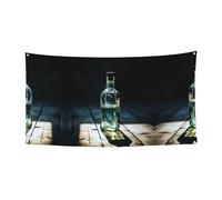 Bottiglia d'acqua vuota Bandiera da appendere con decorazione natalizia stampata - 177,8 x 88,9 cm - Festone per Natale, compleanno, celebrazione della festa,