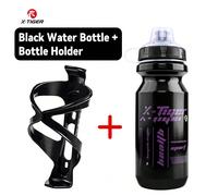 Bottiglia d'acqua X-TIGER da 630ml con portabottiglie - Bottiglia d'acqua riutilizzabile a prova di perdite, ideale per ciclismo, corsa, mountain bike, calcio e altri sport Bollitore nero + porta boll