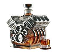 Bottiglia decanter per whisky - Forma motore V8, contenitore per alcol con stile, accessorio bar con eleganza, gadget per vino, strumento per bicchieri per tequila, bourbon, brandy, compleanno, pensio