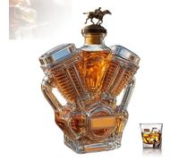 Bottiglia decanter per whisky, statua artistica, scultura di bottiglia di vino incisa in 3D, design di motore di motocicletta, bottiglie di whisky e vino in vetro fatte a mano