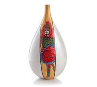 Bottiglia Decorata Ceramica Italiana Vaso Soprammobile Dipinta a Mano Nuova (