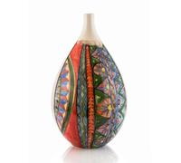 Bottiglia Decorata Ceramica Italiana Vaso Soprammobile Dipinta a Mano Nuova )