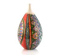 Bottiglia Decorata Ceramica Italiana Vaso Soprammobile Dipinta a Mano Nuova )