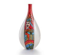 Bottiglia Decorata Ceramica Italiana Vaso Soprammobile Dipinta a Mano Nuova (