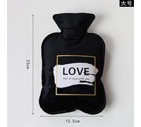Bottiglia di acqua calda per iniezione d'acqua Borsa per acqua calda portatile carina Stomaco caldo per studenti Borsa per acqua calda in peluche fondo femmina-nero AMORE grande
