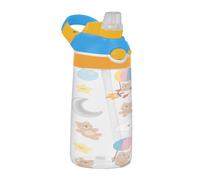 Bottiglia di acqua con orsacchiotto marrone con cannuccia in silicone a prova di perdite, bottiglia d'acqua Tritan per sport, palestra, viaggi all'aperto, scuola, botellas de agua