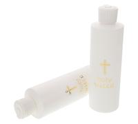 Bottiglia di Acqua Santa Plastica e Legno 250ml Croce, 2 Pezzi | Formato da Viaggio, Conserva Acqua Santa in Sicurezza, Mini Croce in Legno, per Benedizioni e Riti