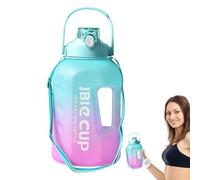 Bottiglia di aspirazione dell'acqua - Bottiglia d'acqua da gallone | Big Waters Contener | 3L Grande matador di bevande motivazionali con tempi di bere | Flacone a prova di perdite con paglia e