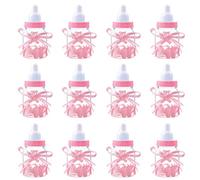 Bottiglia di Caramelle Biberon Vasetto Caramelle di Plastica Riutilizzabile Creativo Biberon per Battesimo Nascita Comunione 12PCS Rosa