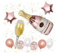 Bottiglia di champagne in oro rosa Bicchiere da vino Celebrazione Palloncino per feste Palloncino in lattice metallico Compleanno Matrimonio Forniture per feste di addio al nubilato Palloncino