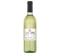 Bottiglia di di vino bianco personalizzata per la nonna - Idea regalo esclusiva e originale per la festa dei nonni, come regalo di Natale, compleanno o festa della donna (Cuoricini Nonni, 0,75L)