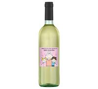 Bottiglia di di vino bianco personalizzata per la nonna - Idea regalo esclusiva e originale per la festa dei nonni, come regalo di Natale, compleanno o festa della donna (Nonna e nipoti, 0,75L)