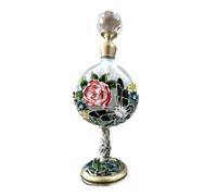 Bottiglia di profumo vintage in vetro a forma di rosa con ciondolo a farfalla, decanter decorativo in cristallo, 8 ml, vuota e ricaricabile(Color2)