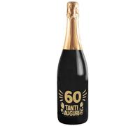 Bottiglia di Prosecco D.O.C. Extra Dry 0.75 lt., per idea regalo di compleanno 60 anni per lui e per lei, tanti auguri con etichetta in oro (Oro, 60)