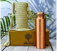 Bottiglia di rame 7 Chakra 100% rame puro e borsa da trasporto/bottiglia d'acqua/1000ml/meditazione/palestra/yoga dall'India(Matt finishing)