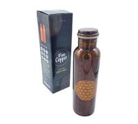 Bottiglia di rame 900 ml - Premium Copper Bottle in rame puro al 99,9% - Borraccia Ayurveda per acqua - realizzata a mano in India - diversi disegni (design vintage rame - fiore della vita)