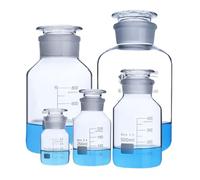 Bottiglia di reagente in vetro, Flacone for reagenti a bocca larga Wild-Mouth in vetro borosilicato ad alta densità, dimensioni multiple for laboratorio(250mL 2pcs)