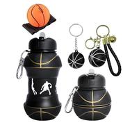 Bottiglia di Silicone Pieghevole per Bambini e Adulti, Bottiglia Sportiva con Design Basket, Dotata di Portachiavi a Forma di Basket, 550 ml, Sfera da polso Adatta Alle Attività All'Aperto, Campeggio