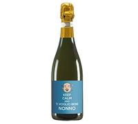 Bottiglia di spumante dolce Asti DOCG con etichetta personalizzata - Idea regalo esclusiva e originale per uomo, festa del Papà, festa del Nonno, nuova nascita, compleanno e Natale. (Keep calm nonno)