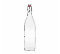Bottiglia di vetro da 1.000 ml 'Swing, quadrata, bocca: chiusura a leva