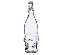 Bottiglia di Vetro da 1 Litro a Forma di Teschio - Chiusura con Guarnizione Ermetica, Caraffa Acqua, Vino, Liquori