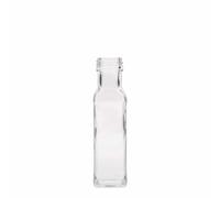 Bottiglia di vetro da 100 ml 'Marasca', quadrata, bocca: PP 31,5