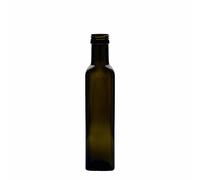 Bottiglia di vetro da 250 ml 'Marasca', quadrata, verde antico, bocca: PP 31,5