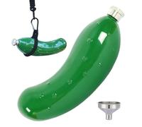 Bottiglia di vino da 150 ml, a forma di cetriolo, sottile, con imbuto e moschettone, in acciaio, per viaggi, compleanni, escursioni, feste, caccia, ristorante