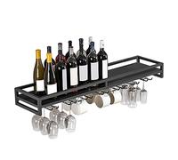 Bottiglia di Vino montata a Parete - Portabicchieri, Portabicchieri da Vino Scaffale per Bicchieri da Vino in Ferro Facile da installare 60/80 / 100CM, per Mobile Bar da Cucina, Po