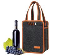 Bottiglia di vino portatile - sacchetto per trasportatore da vino da 6 bottiglie | Borse per la protezione da viaggio per bottiglie di vino | Scatola di stoccaggio del vettore del vino in feltro