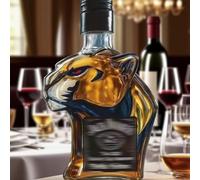Bottiglia di whisky da 300 ml, decanter in vetro con incisione 3D a forma di animale divertente, dispenser per liquori, soffiato a mano, a prova di perdite(A)