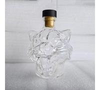 Bottiglia di whisky da 300 ml, decanter in vetro con incisione 3D a forma di animale divertente, dispenser per liquori, soffiato a mano, a prova di perdite