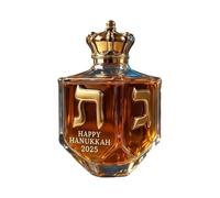 Bottiglia Di Whisky Hanukkah - Decanter In Verniciato Oro Con Menorah E Lettere Ebraiche | Bottiglia Di Vino Spumante Creativa Per Celebrazioni Natali, Esposizione Di Bar E Souvenir Ebrei