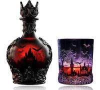Bottiglia di whisky in stile pozione magica, decanter gotico per elisir di vampiro, per vino, whisky, Halloween, regalo unico per collezionisti (1 set A)