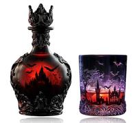 Bottiglia di whisky in stile pozione magica, decanter per vino gotico con elisir vampiro, bottiglia da whisky per Halloween, perfetta per Halloween, decorazioni per bar e collezionisti (set)
