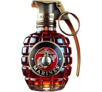 Bottiglia di whisky militare da 300 ml, a forma di granata a mano, incisa, a forma di granata a mano, design durevole, a prova di perdite e durevole, decanter per whisky a tema militare, per il giorno