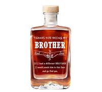 Bottiglia di whisky personalizzata con scritta "Thank for being my brother", divertente bottiglia di whisky in vetro, regalo di Natale, compleanno, anniversario, whisky per fratelli, migliori amici