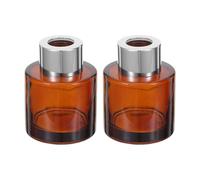 Bottiglia Diffusore Aroma 50ml Vetro Marrone Cilindrica 2pezzi | Tappo Metallo, per Bastoncini e Oli Essenziali, Uso Living Room e Crafts Decor, Formato 1.7oz